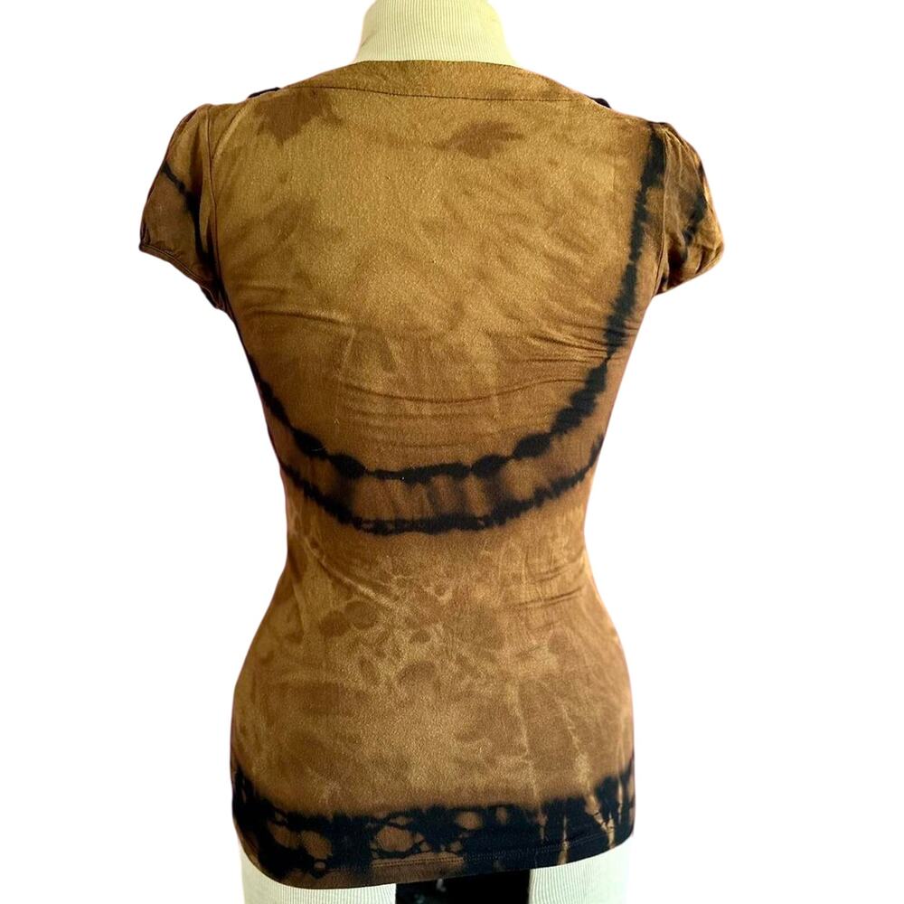 Womens Top Size Small Reworked Tie Dye Rosettes Earthy Cottage Hippy Handcrafted - Picture 4 of 6